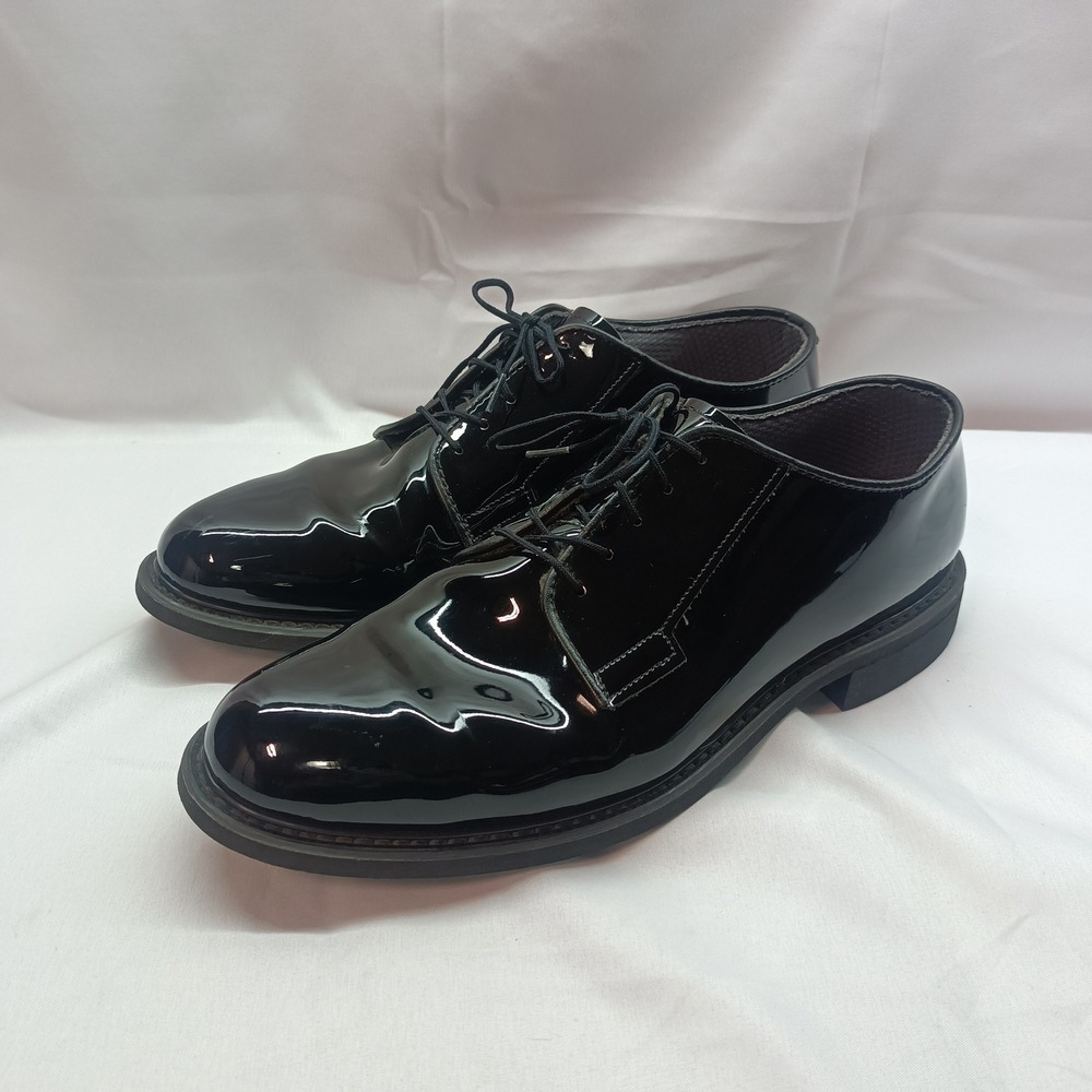 Bates Mens High Gloss Oxford Dress Shoes Black 12.5D Uniform Vibram 00941A
